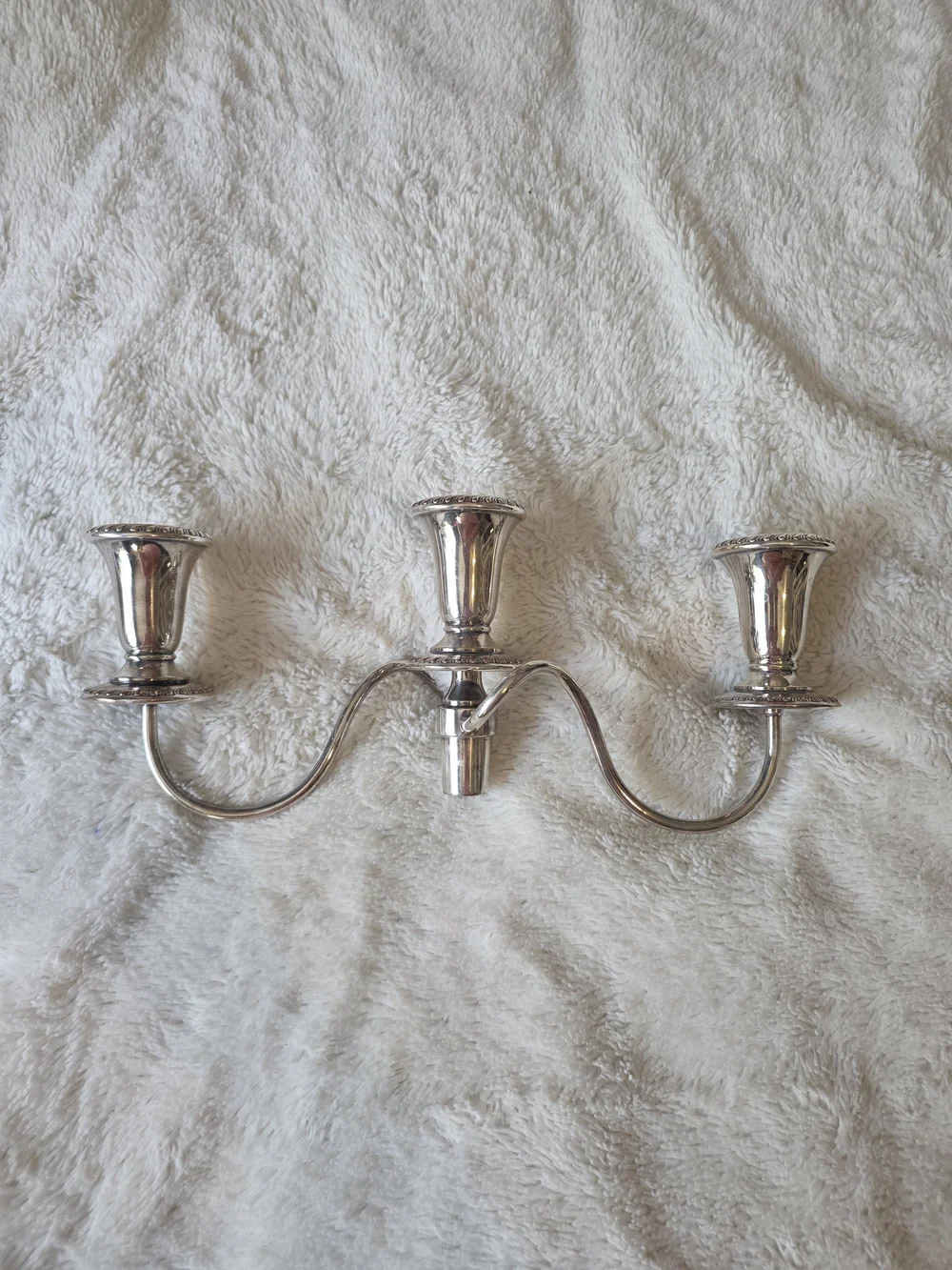Vintage 3-Arm Silver Plated Metal Candelabra Candle Holder Extension